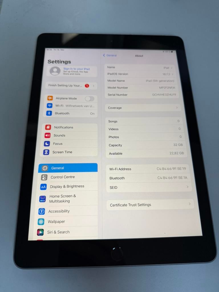 iPad 5e generatie 32 GB Space Grey, Computers en Software, Apple iPads, 9 inch, Gebruikt, 32 GB, Apple iPad