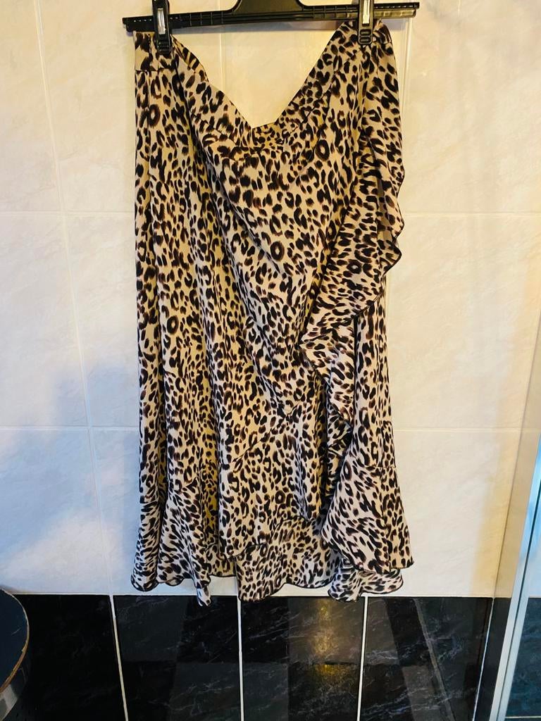 Panterprint rok, Kleding | Dames, Rokken, Bruin, Maat 42/44 (L), Ophalen of Verzenden, Zo goed als nieuw