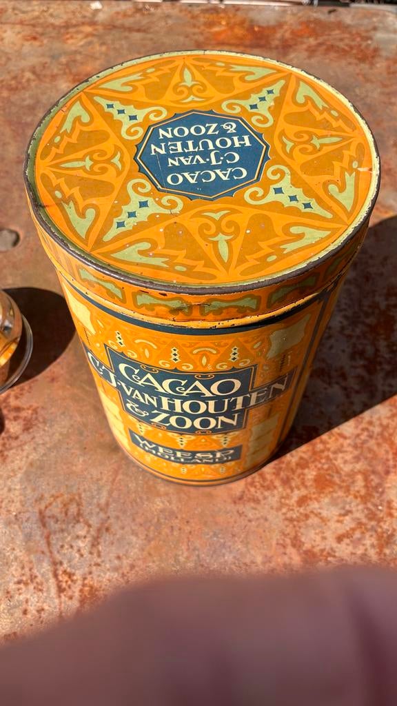 Vintage Cacao Van Houten & Zoon blik, Verzamelen, Blikken, Ophalen, Gebruikt, Overige, Overige merken