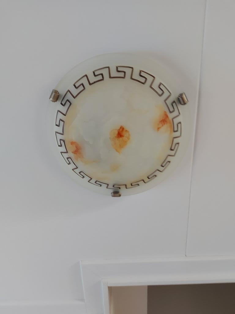 Plafondlamp met Grieks motief - Gebruikt, Ophalen, Gebruikt, Glas, Klassiek, Grieks motief