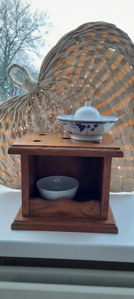 Oud eiken stoofje # vensterbankje # krukje # plantentafeltje, Ophalen of Verzenden, Zo goed als nieuw, Hout