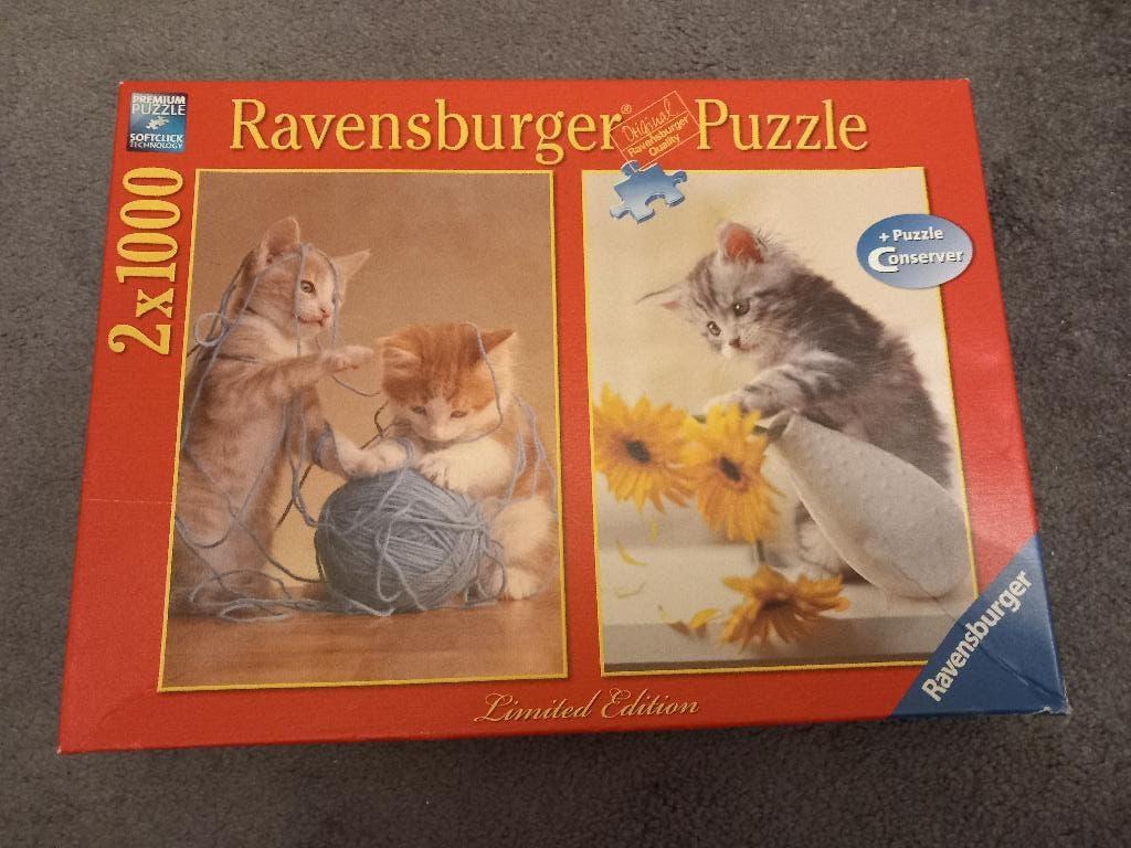Legpuzzel Ravensburger  Kittens 2 x 1000 stukjes, Ophalen of Verzenden, 500 t/m 1500 stukjes, Zo goed als nieuw, Legpuzzel