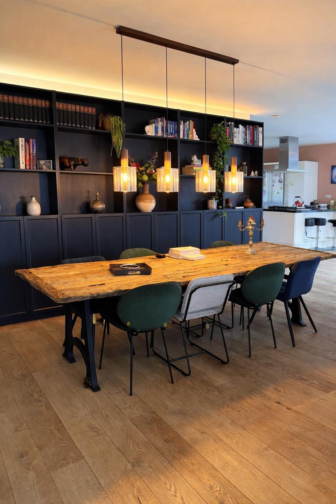 Robuuste Eettafel 300x100 cm met Gietijzeren Poten, Gebruikt, 100 tot 150 cm, 200 cm of meer, Ophalen of Verzenden