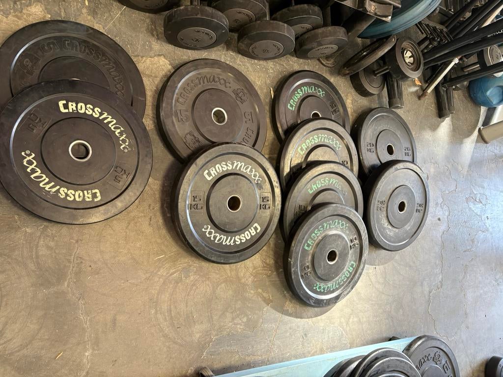 Crossmaxx olympische bumperplates 120 kg gewichten, Ophalen, Halterschijven, Gebruikt, 120 kg