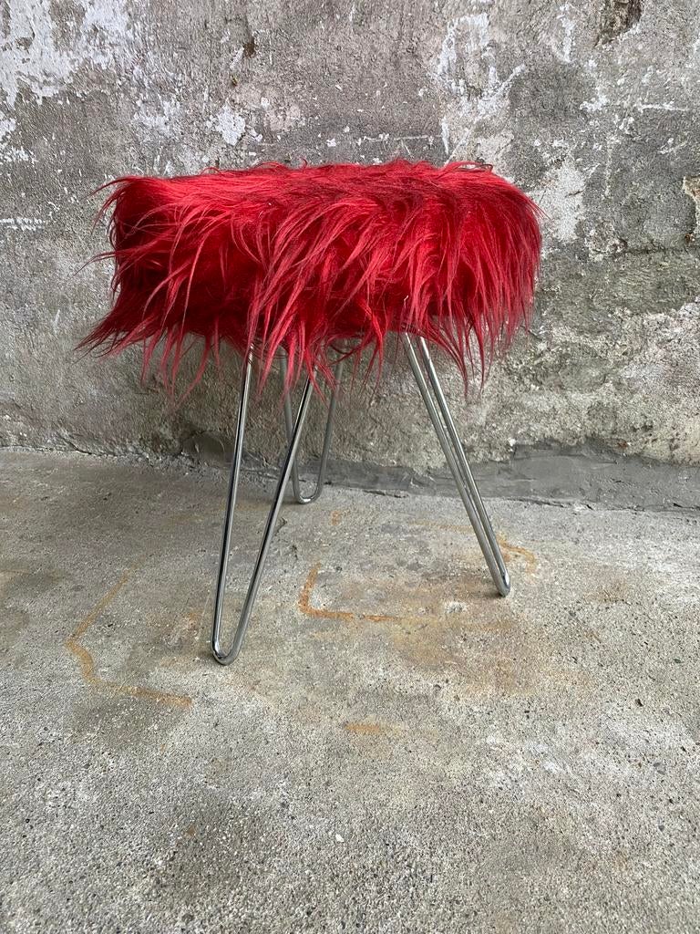 Fluffy 60s stool / hairpin kruk , 2 in voorraad, Gebruikt, Staal, Onbekend, Ophalen of Verzenden