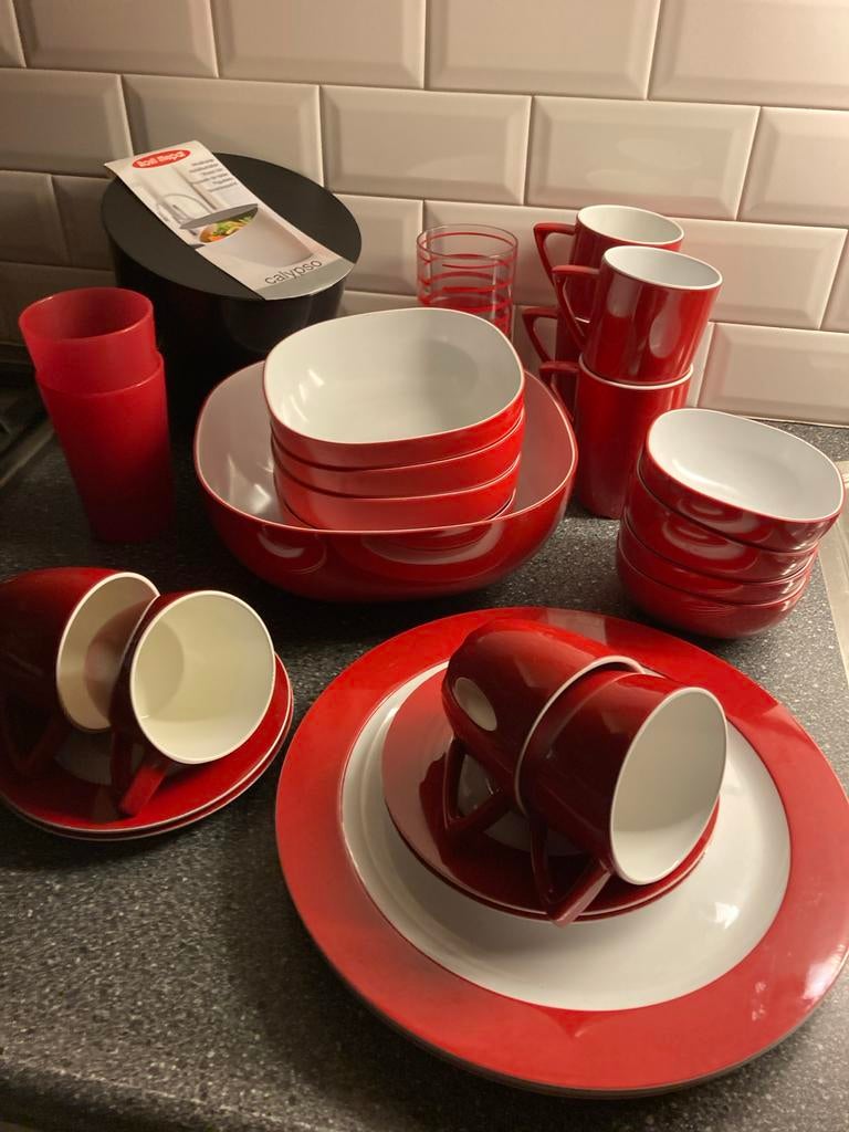 Uitgebreid Mepal campingservies voor 4 personen + afvalbakje, Ophalen of Verzenden, Gebruikt