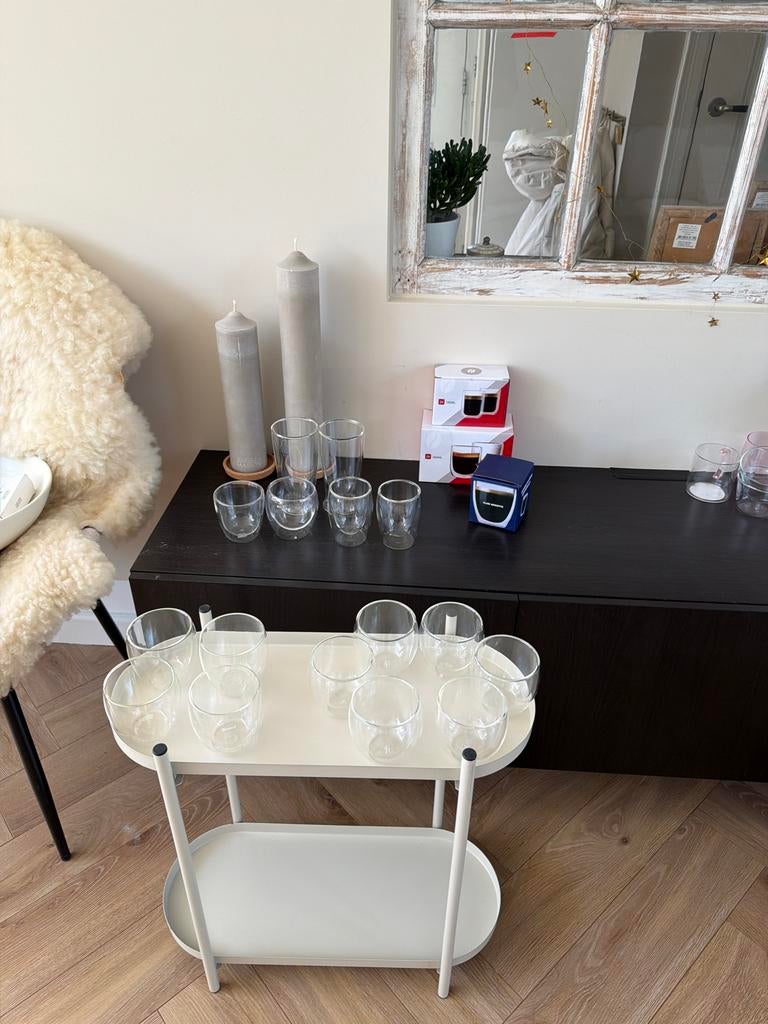 21 dubbelwandige glazen, diverse merken en maten, Ophalen of Verzenden, Wit, Overige merken, Glas