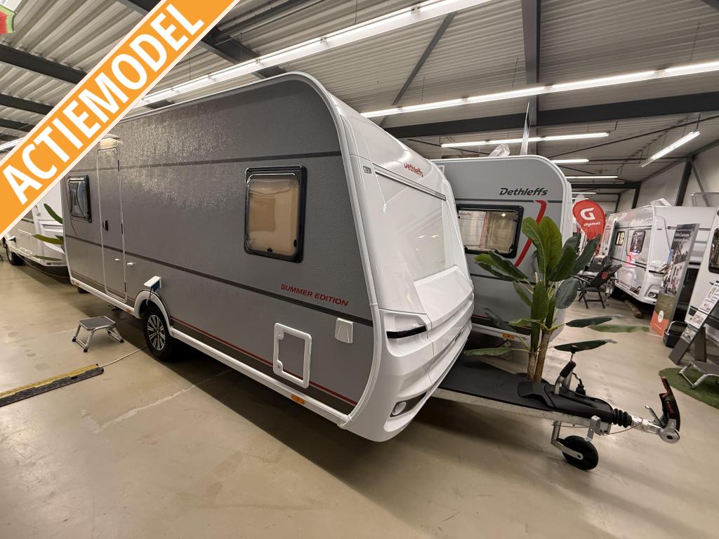 Dethleffs Summer Edition 470 FR - Actiepakket nu: 4999,-, Caravans en Kamperen, Rondzit, 7 tot 8 meter, Bedrijf, Overige typen