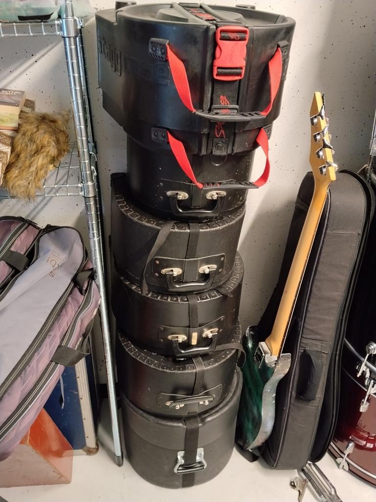 Set van 6 drumstel koffers (hardcase), Ophalen of Verzenden, Gebruikt, Overige instrumenten, Flightcase