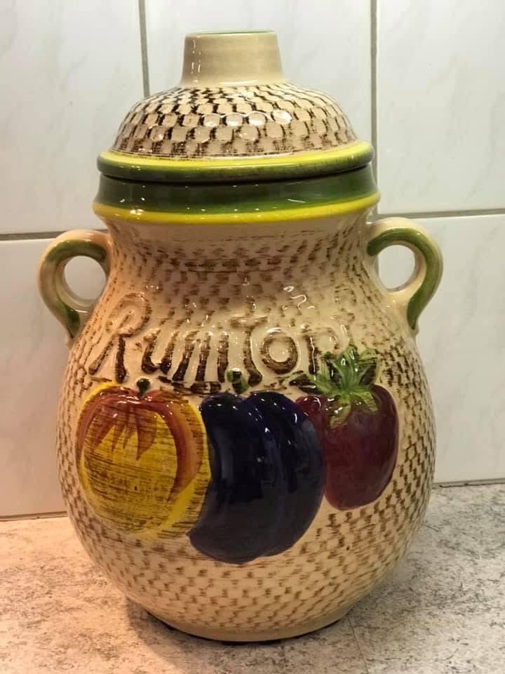 Mooie kleurrijke Rumtopf met 3D reliëf fruit, Ophalen of Verzenden