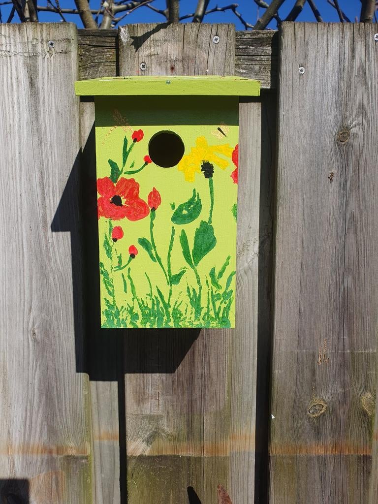 Vogelhuisje met bloemenprint - Handgeschilderd, Ophalen, Nieuw