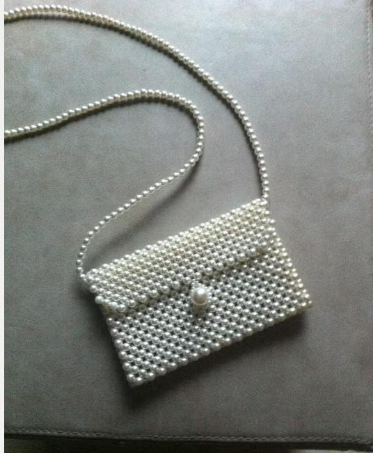 Dames sjeik tasje met parels wit Br20H12cm, Ophalen of Verzenden, Zo goed als nieuw, Wit