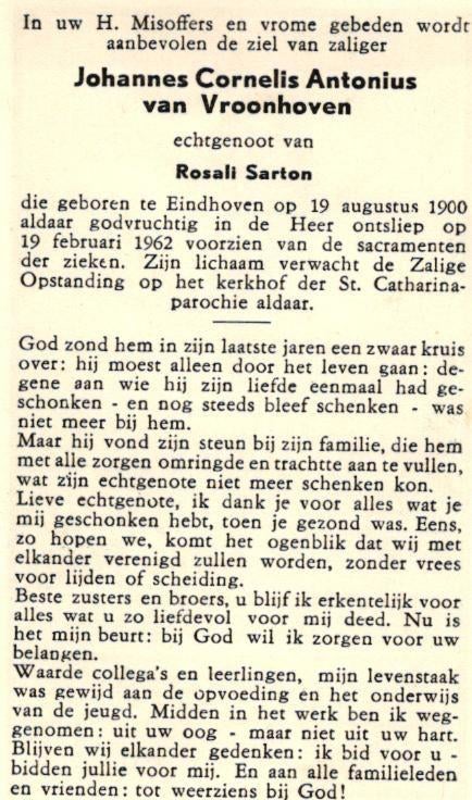 Vroonhoven van Johannes Cornelis Ant. 1900-1962 Eindhoven, Ophalen of Verzenden