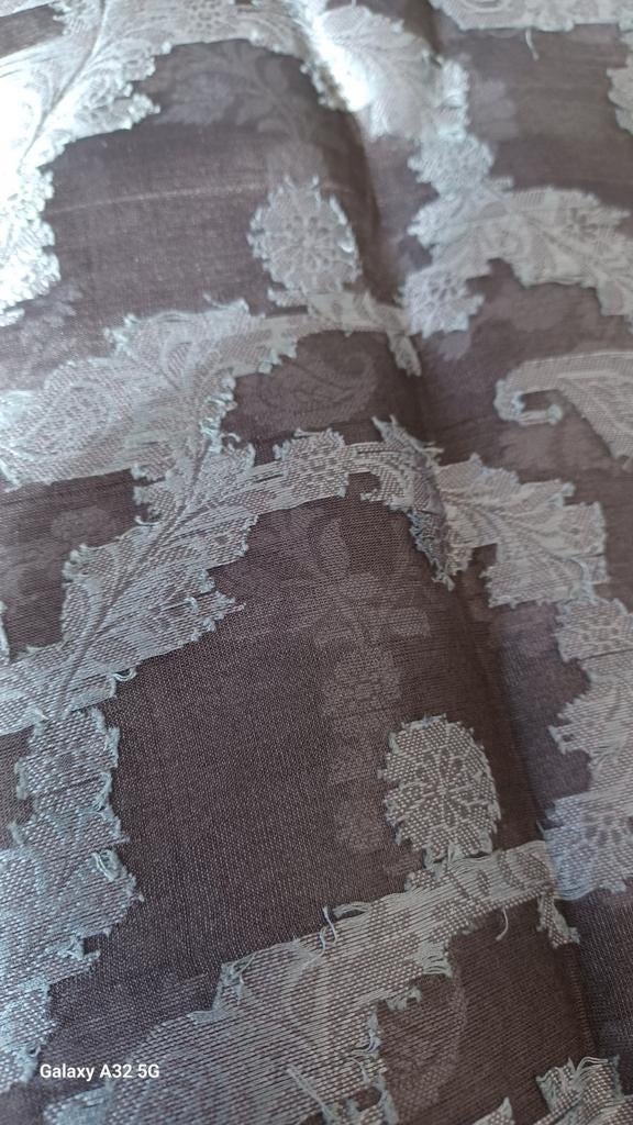 Zwarte transparante zijde met bladmotief - 6.50m x 1.10m, Hobby en Vrije tijd, Stoffen en Lappen, Zwart, 200 cm of meer, Ophalen of Verzenden