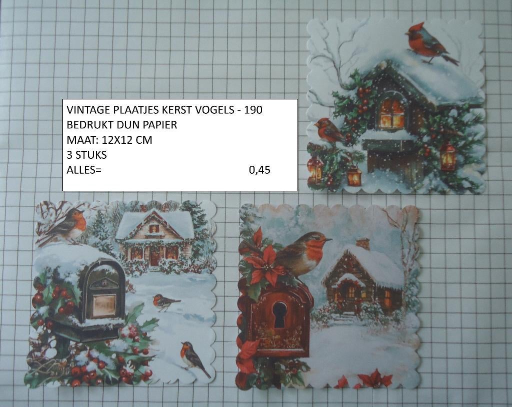⚠️nu 0,25: vintage plaatjes kerst vogel 190 ( alleen verzend, Hobby en Vrije tijd, Kaarten | Zelf maken, Ophalen, Nieuw, Kerst