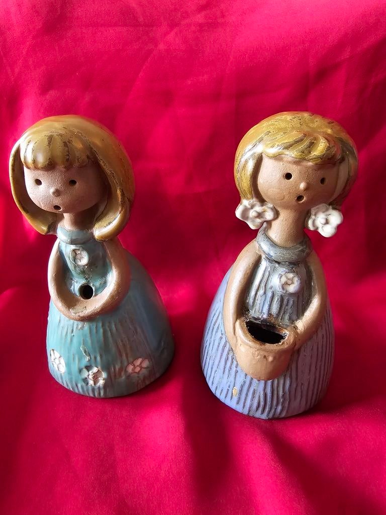 Vintage bloemenmeisjes keramische beeldjes, Japans, Ophalen of Verzenden, Zo goed als nieuw