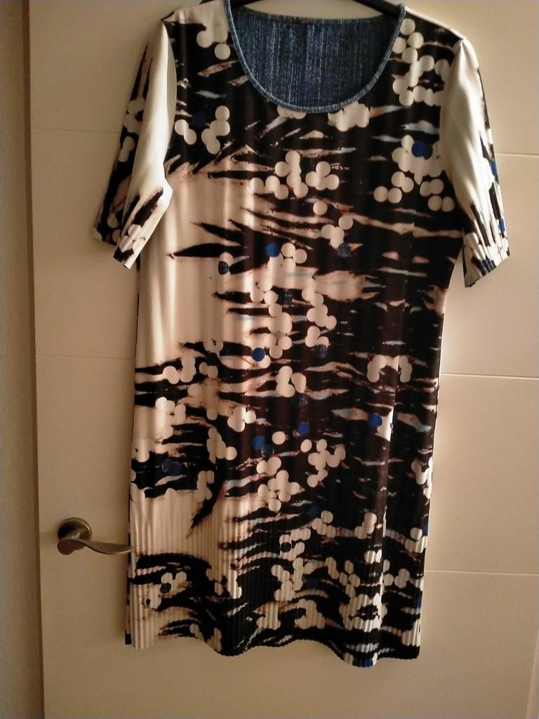 Zwart-wit jurkje LIZZY & COCO mt XL/XXL plissé details, Zwart, Maat 46/48 (XL) of groter, Ophalen of Verzenden, Boven de knie