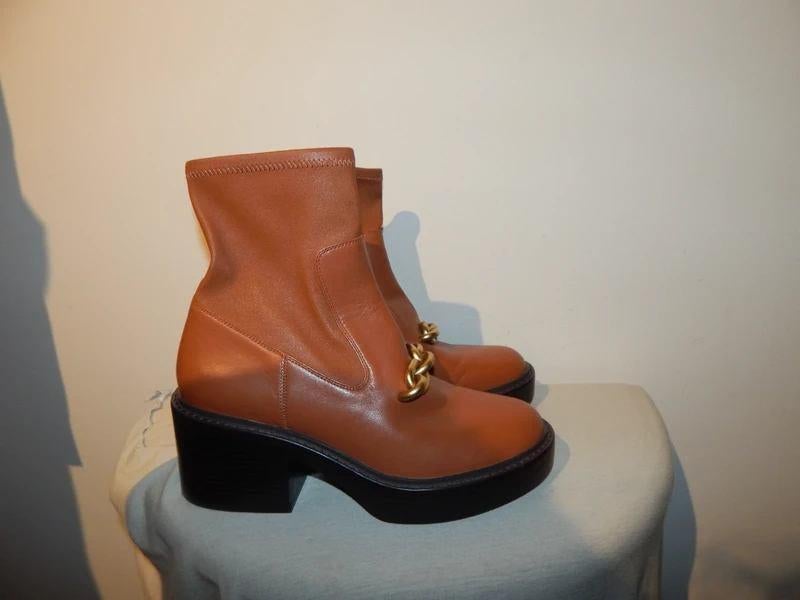 Coach laarzen cognac kleur gouden ketting Als Nieuw 40