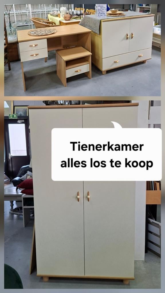 4- delige tienerkamer: Hang/legkast| bureau| kast|nachtkast, Ophalen, Kast, 50 tot 70 cm, 105 cm of meer