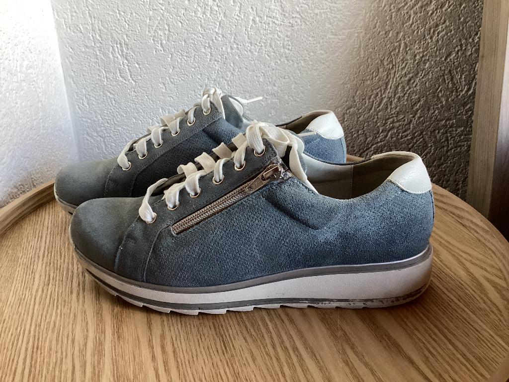 Durea sneakers, maat 7, breedte K., ritsje en veters, blauw, Durea, Blauw, Ophalen of Verzenden, Sneakers of Gympen