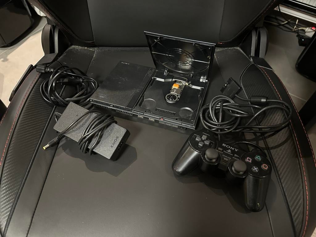 Refurbished Playstation 2 Slim met controller en voeding, Zwart, Refurbished, Ophalen of Verzenden, Met 1 controller