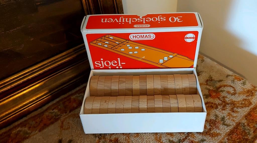 Als Nieuw! Vintage Homas sjoelschijven - wedstrijdschijven, Hobby en Vrije tijd, Ophalen of Verzenden, Zo goed als nieuw