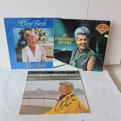 Pia Beck 3 maal LP vinyl plaat gesigneerd SET PRIJS, 1960 tot 1980, Gebruikt, Ophalen of Verzenden, 12 inch