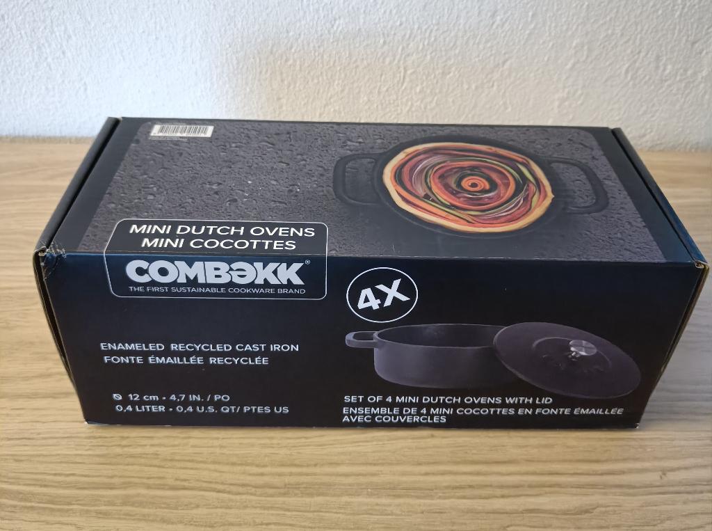 Combekk Mini Dutch Oven-Zwart-12cm-Set-4x, Ophalen of Verzenden, Nieuw, Gietijzer, Koekenpan of Braadpan