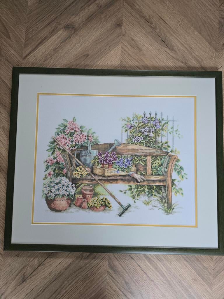 Twee ingelijste geborduurde merklappen, Ophalen, Minder dan 50 cm, Schilderij, Minder dan 50 cm