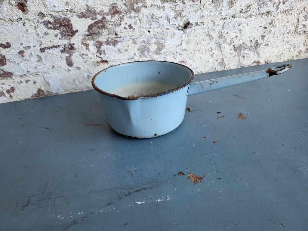 Oude franse brocante emaille steelpan/ allegonda, Ophalen of Verzenden