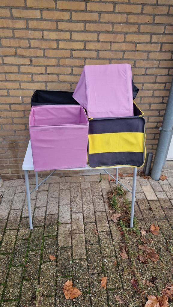 Opvouwbare opbergmanden voor kast - Roze en Zwart, Huis en Inrichting, Overige materialen, Gebruikt, Mand, Ophalen of Verzenden