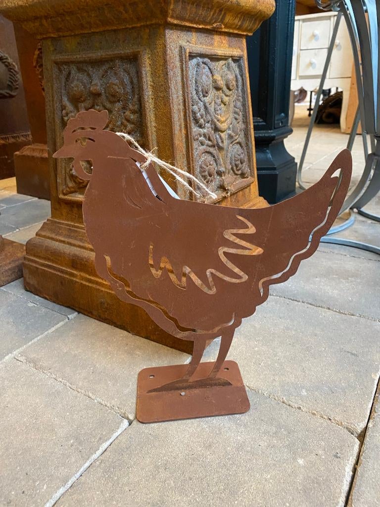 Tuinbeeld hond kat kip staal roest NIEUW, Ophalen of Verzenden, Nieuw, Metaal, Dierenbeeld