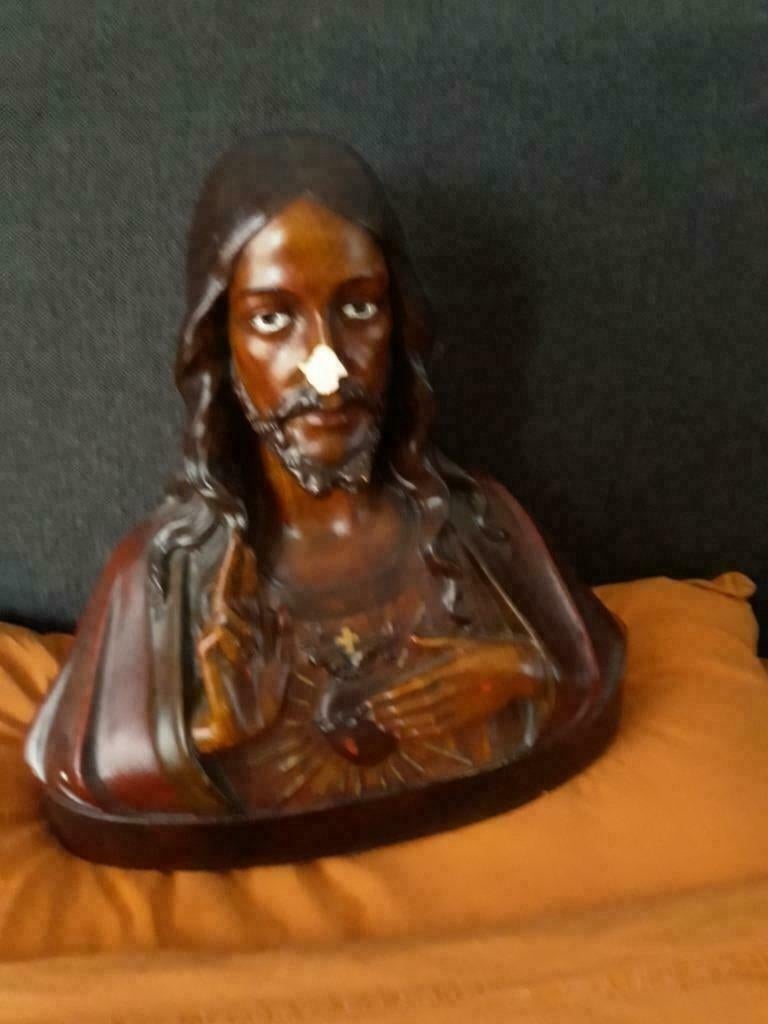 1 religie jezus christus borstbeeld buste ongeveer 34 cm, Ophalen, Gebruikt, Beeld(je), Christendom | Katholiek