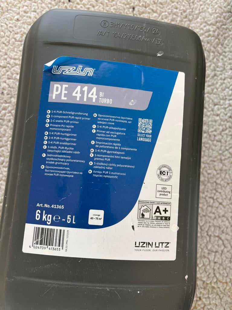 UZIN PE 414 TURBO PU primer en vochtscherm, 5 tot 10 liter, Ophalen, Gebruikt, Grijs