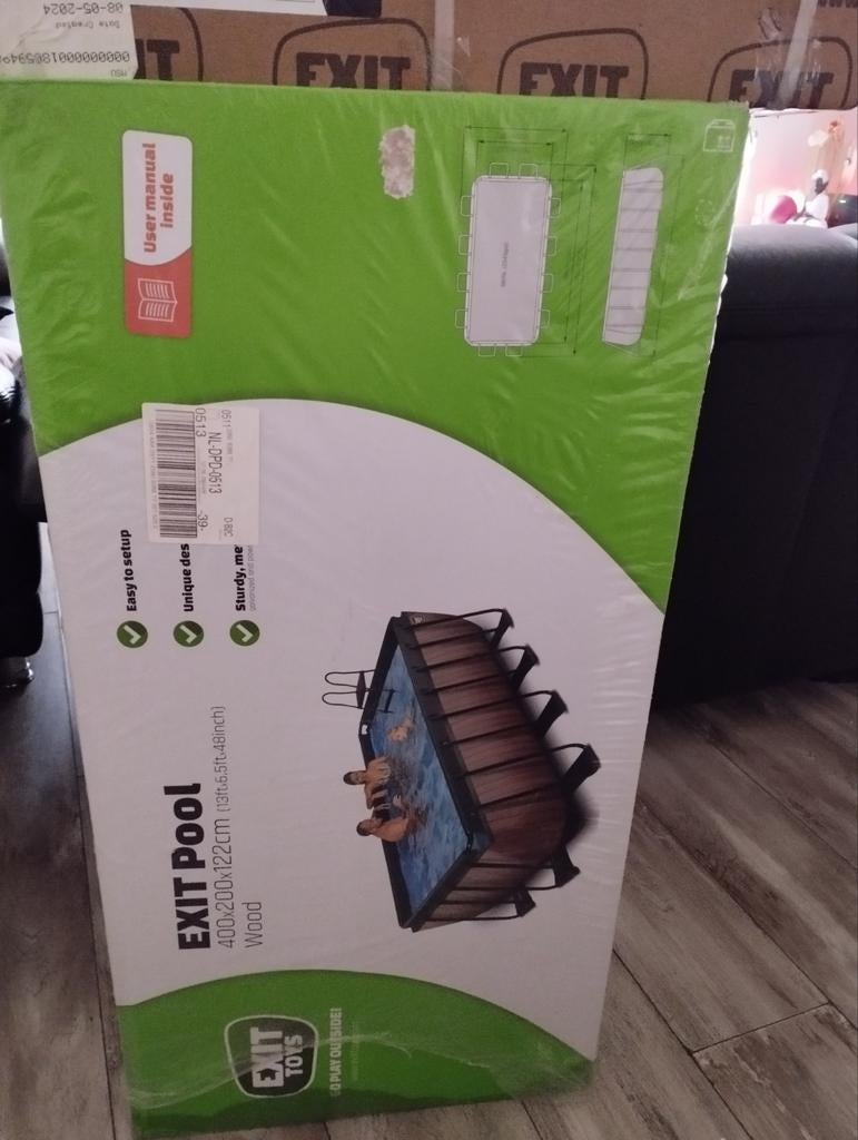 EXIT Wood Toys Zwembad 400x200x122cm, 200 tot 300 cm, Nieuw, Rechthoekig, Ophalen