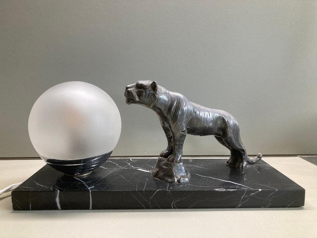 tijger lamp Francois Hippolyte Moreau art deco, Ophalen of Verzenden