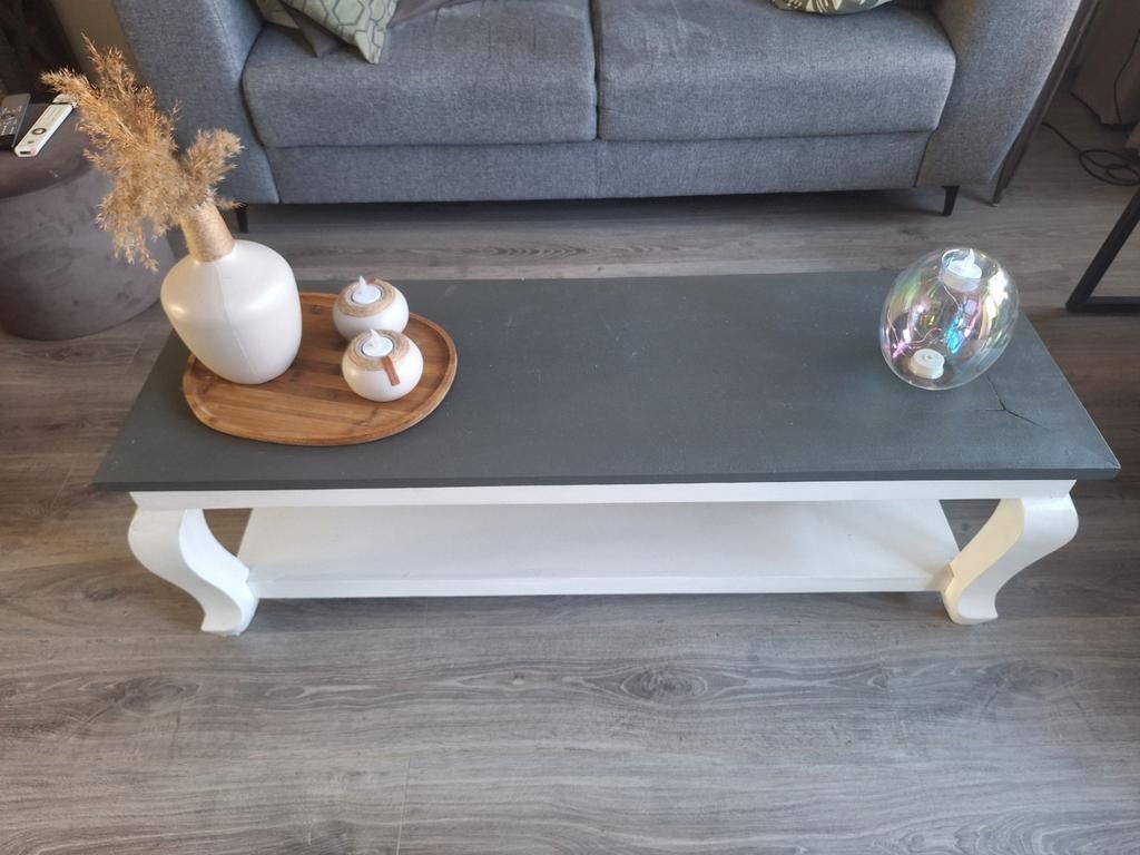 Salontafel Riviera Maison - Grijs/Wit - 120x40 cm, Ophalen, 100 tot 150 cm, 50 tot 100 cm, Zo goed als nieuw