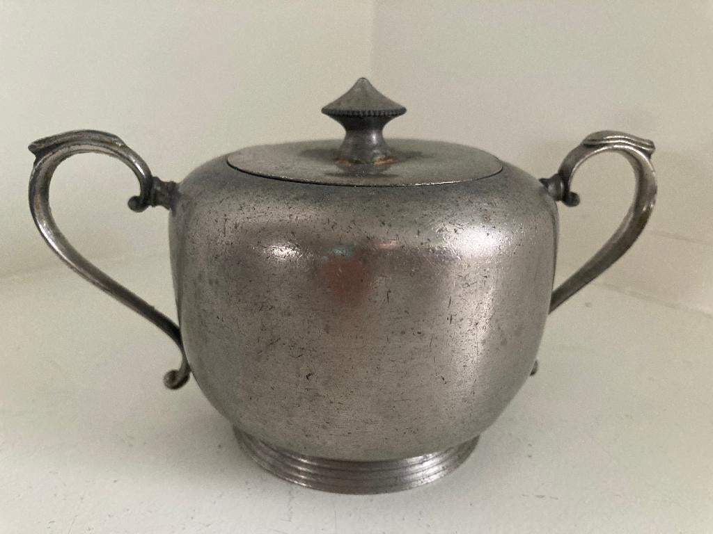 Brocante tinnen suikerpotje - Gerhardi & Co, Ophalen of Verzenden