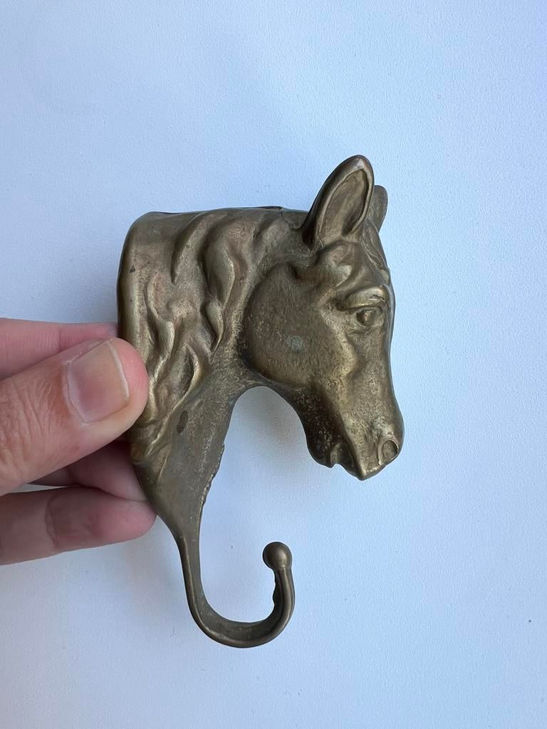 Vintage messing paardenhoofd wandhaak, Ophalen of Verzenden