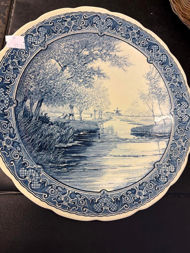 Antiek Delfts Blauw Wandbord - Royal Sphinx Boch, Ophalen