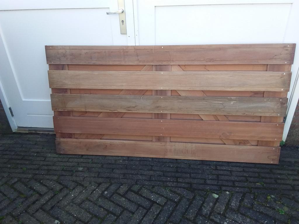 Tuinhek van bankirai, Tuin en Terras, Ophalen, Gebruikt, Hout, Tuinhek