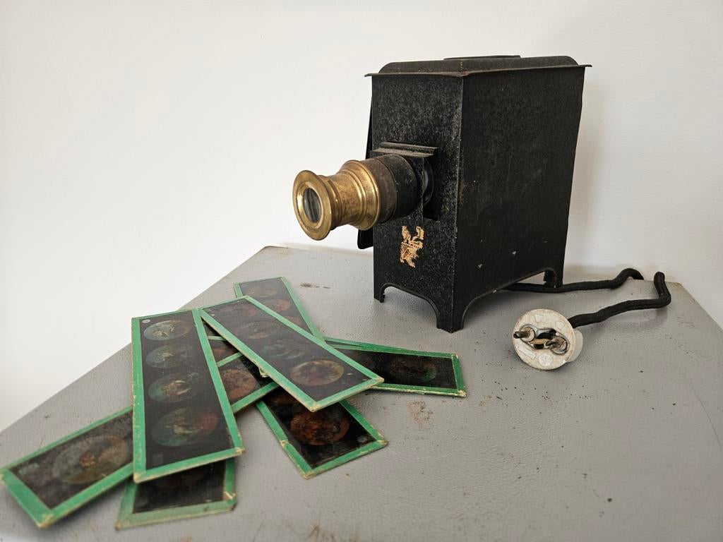 Oude toverlantaarn met dia's, Ophalen of Verzenden