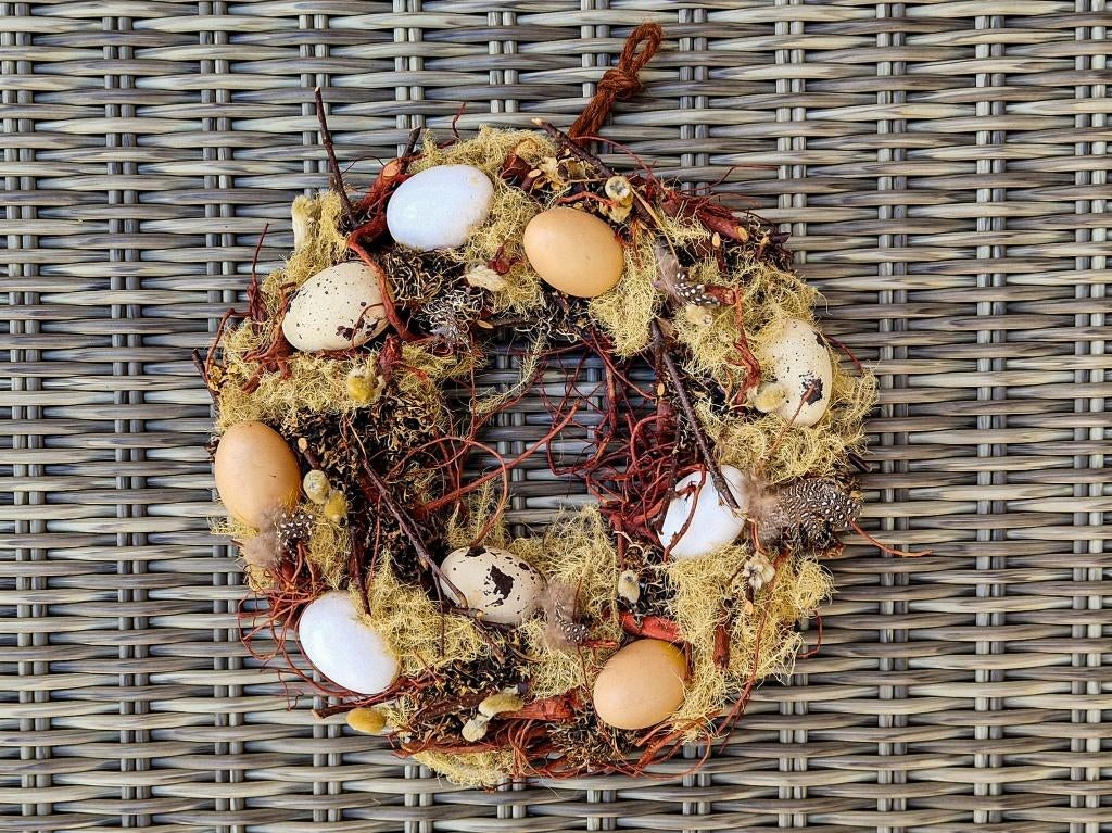 Paaskrans met eieren 25cm, Diversen, Pasen, Ophalen of Verzenden, Zo goed als nieuw