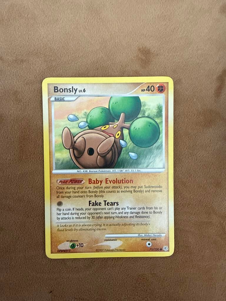 Bonsly Pokémon kaart, Ophalen of Verzenden, Gebruikt, Losse kaart
