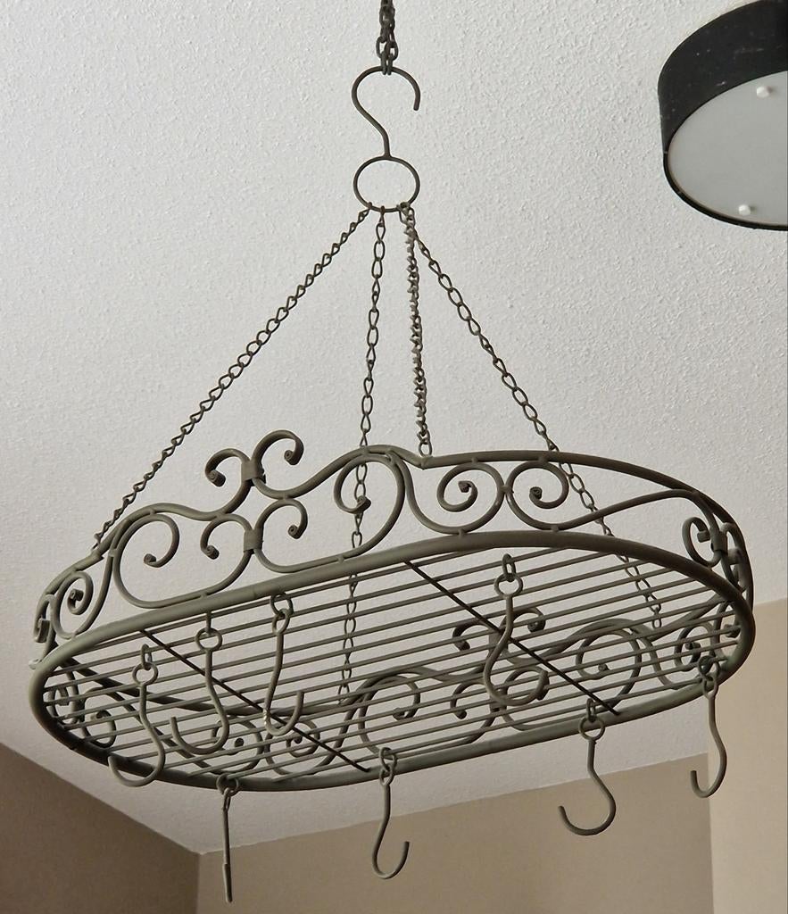 Brocante metalen pot & pannenrek / wildrek., Ophalen of Verzenden