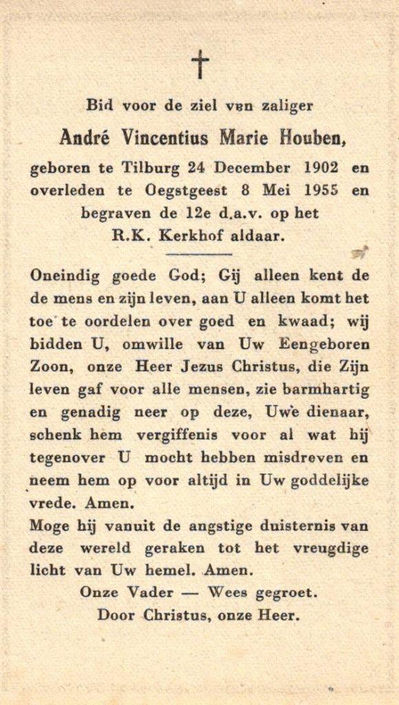 Houben Andre Vincentius M. Tilburg 1902-1955 Oegstgeest, Ophalen of Verzenden