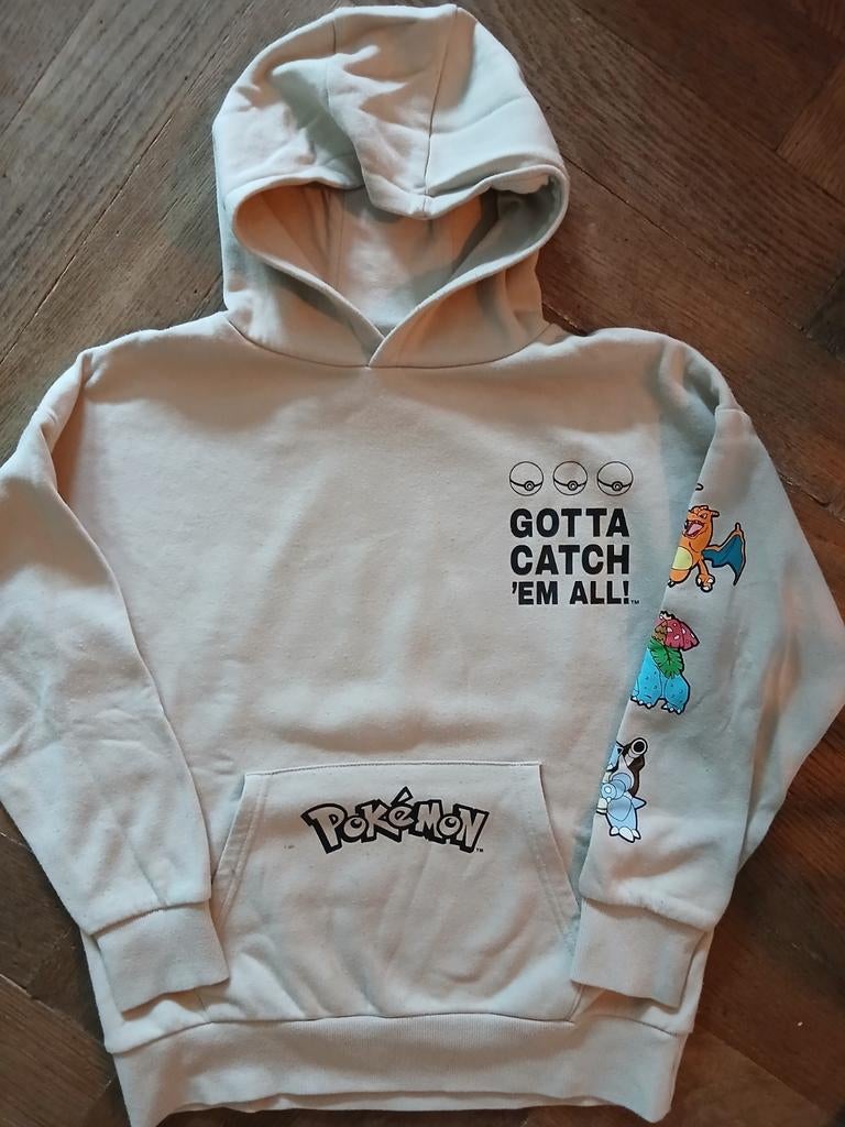 Beige Pokémon hoodie - Maat 146 (10-11 jaar), Kinderen en Baby's, Kinderkleding | Maat 146, Gebruikt, Jongen of Meisje, Trui of Vest
