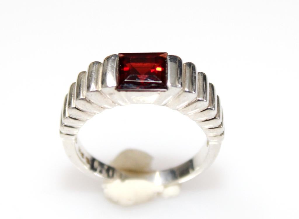 Schitterende Sterling Zilver & Granaat Ring, Sieraden, Tassen en Uiterlijk, Antieke sieraden, Ophalen of Verzenden, Zilver, Ring