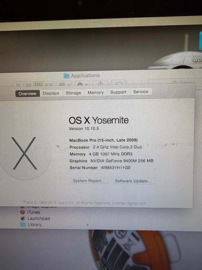 MacBook Pro 15 inch 2008 - OS X Yosemite, Computers en Software, Apple Macbooks, MacBook Pro, Gebruikt, 2 tot 3 Ghz, 15 inch