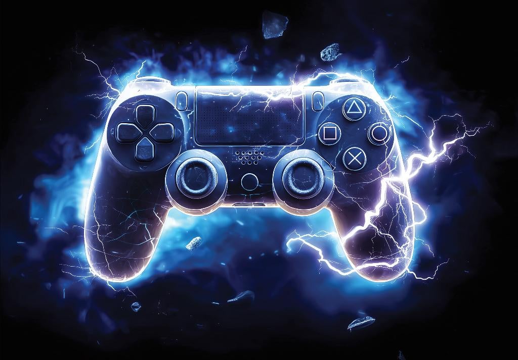 Game controller fotobehang Blauw, Gamekamer, Muurdeco4kids, Verzenden, Minder dan 10 m², Blauw, Gamekamer, Kinderkamer, Gamebehang, Controller,